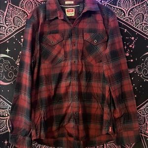 Men’s Red and Black Wrangler Flannel Shirt